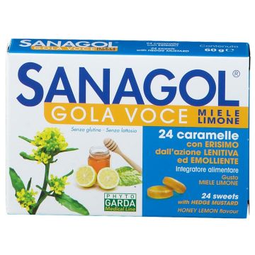 Sanagol Gola Voce Erisimo Caramelle Balsamiche Miele e Limone 24 Pezzi