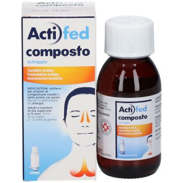 Actifed Composto Sciroppo Pseudoefedrina Cloridrato Decongestionante 100 ml