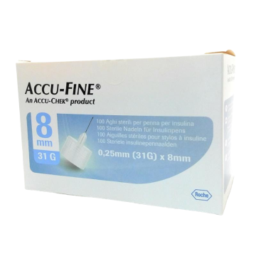 Accu-Fine Aghi Penna Per Insulina 8mm 31G 100 Pezzi