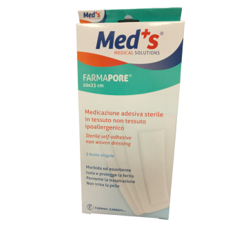Med's Farmapore Medicazione Autoadesiva Sterile Con Cerotto 10 x 23 cm 3 Pezzi
