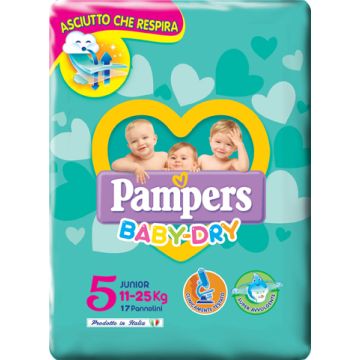 Pampers baby dry  junior taglia 5 ( 11-25 kg) 17 pezzi