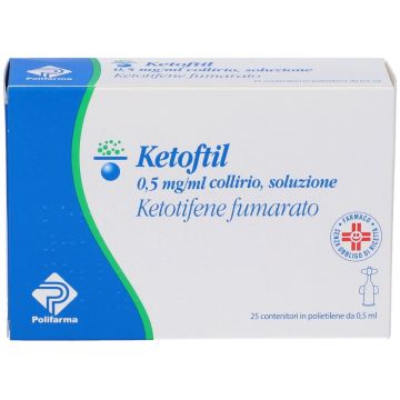 Ketoftil Collirio 0,05% Ketotifene 25 Fiale 0,5 ml.