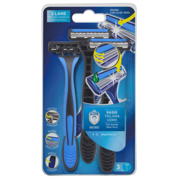 Dr Protec Rasoio Trilama Uomo 3 Pezzi con Striscia Aloe Vera