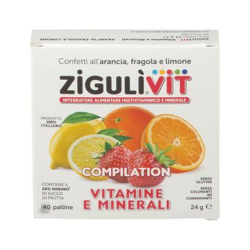 Zigulì Vit Compilation Vitamine e Minerali Arancia Fragola Limone 40 Palline