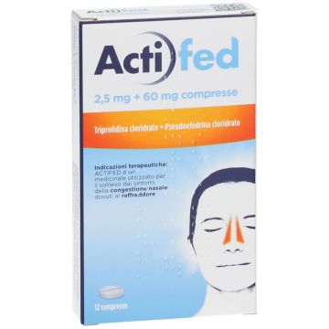 Actifed 2,5 mg + 60 mg Pseudoefedrina Cloridrato Decongestionante 12 Compresse
