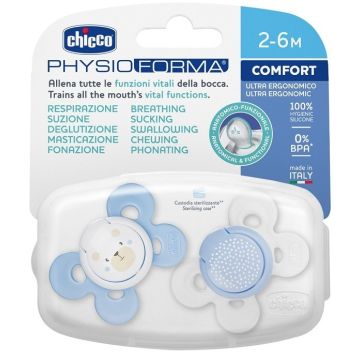 Chicco Succhietto Comfort Silicone boy 2-6m+ 2pezzi