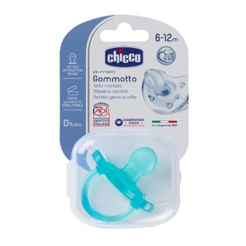 Chicco Physio Soft Gommotto Ciuccio Blu Silicone 6-12 Mesi 1 Pezzo