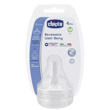 Chicco tettarella well being 4 mesi+ fast silicone 2 pezzi
