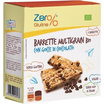 Zero% glutine barrette multigrain con gocce di cioccolato 6 x 21,5 g