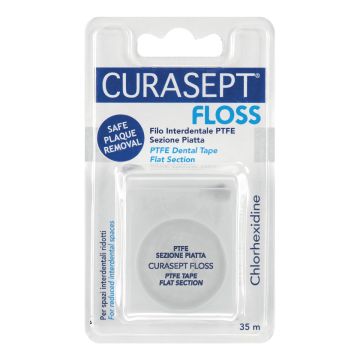 Curasept Floss PFTE Tape Clorexidina Filo Interdentale Sez.Piatta 35 m