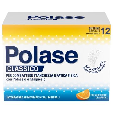 Polase Classico Magnesio e Potassio Integratore Alimentare Sali Minerali Gusto Arancia 12 Bustine