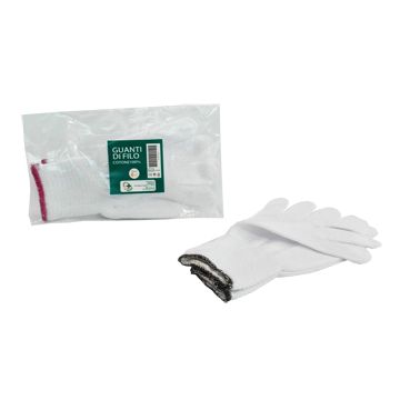 Guanto di filo cotone 100% bianco per allergie dermatologiche 9 1 paio
