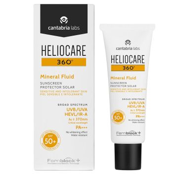 Heliocare 360° Mineral Fluido SPF 50+ Protezione Solare Pelle Sensibile e Reattiva 50 ml
