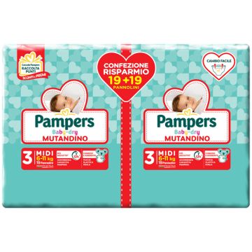 Pampers baby dry pannolino a mutandina duo dwct midi 38 pezzi