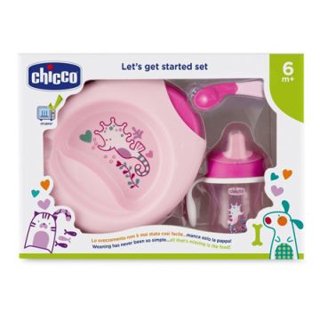Chicco set pappa rosa c/cucChicco 6m+
