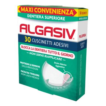 Algasiv Cuscinetti Adesivi Superiori Per Dentiera 30 Pezzi