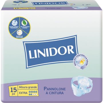 Pannolone linidor a cintura extra misura grande 15 pezzi