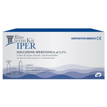 Rinoterm kit iper 15 flaconcini da 5 ml + ugello rinubes per nebulizzazione + siringa luer lock da 5 ml
