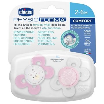 Chicco Succhietto Physio Comfort Girl Silicone 2-6 mesi 2 Pezzi