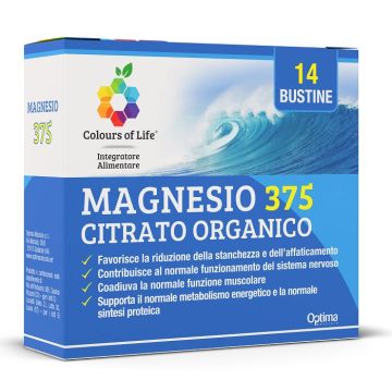 Magnesio 375 citrato organico 14 bustine da 4 g colours of life