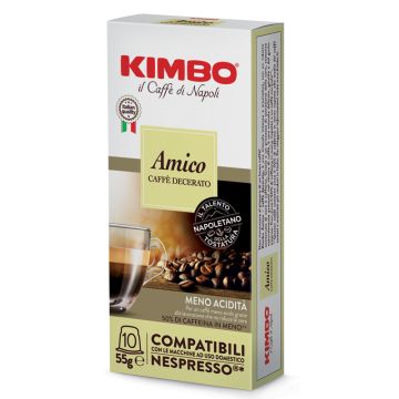 Kimbo amico caffe' torrefatto decerato e macerato 10 capsule compatibili nespresso 5,5 g