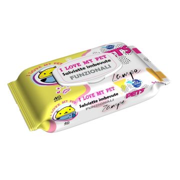 A+Cure I Love My Pet Funzionale Salviette Pop-Up Zampe 40 Pezzi Ricarica