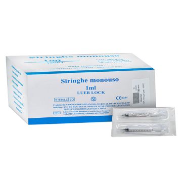 Siringa infusione e irrigazione monouso capacita' 1ml gauge 25 luer lock 100 pezzi