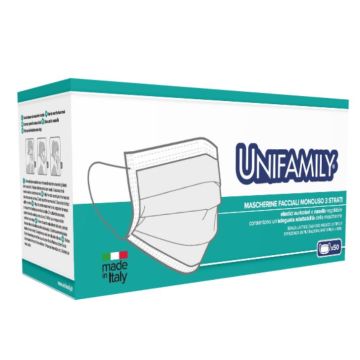 Unifamily mascherina chirurgica tipo ii rossa 50 pezzi