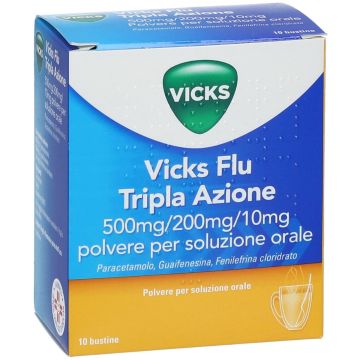 Vicks Flu Tripla Azione Polvere Paracetamolo Influenza 10 Buste