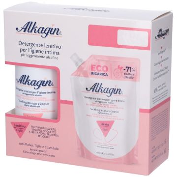 Alkagin Detergente Intimo ph7 Lenitivo 400 ml + Ricarica 400 ml