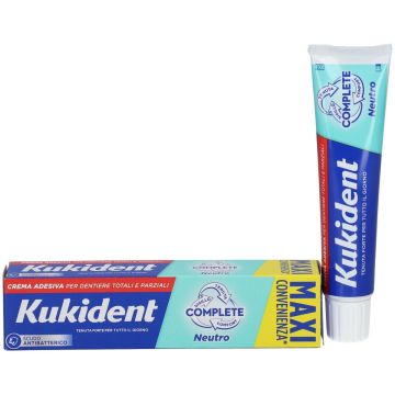 Kukident Complete Neutro Crema Adesiva Per Dentiere Totali e Parziali Aroma Neutro 65 g