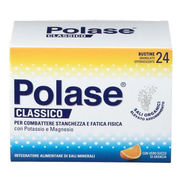 Polase Classico Magnesio e Potassio Integratore Alimentare Sali Minerali Gusto Arancia 24 Bustine