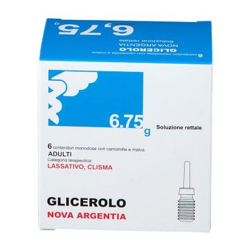 Glicerolo Nova Argentia Adulti 6,75g Soluzione Rettale 6 Monodose con Camomilla e Malva