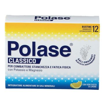 Polase Classico Magnesio e Potassio Integratore Alimentare Sali Minerali Gusto Limone 12 Bustine