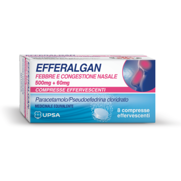 Efferalgan Febbre e Congestione Nasale 500mg + 60mg 8 Compresse Effervescenti
