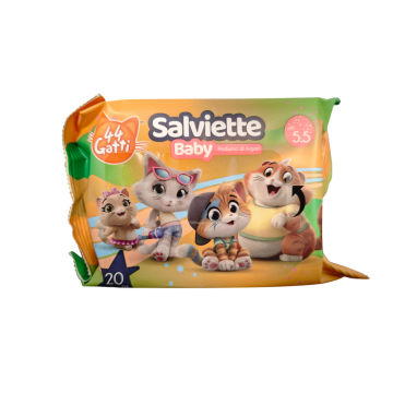 Salviette 44 Gatti Olio Argan 20 Pezzi