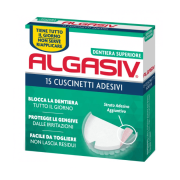 Algasiv Cuscinetti Adesivi Superiori Per Dentiera 15 Pezzi