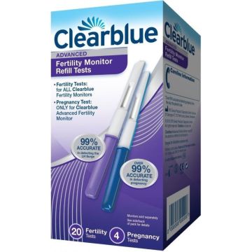 Clearblue Advanced Test di Ricambio per Monitor di Fertilità 20 Test di Fertilità + 4 Test di Gravidanza
