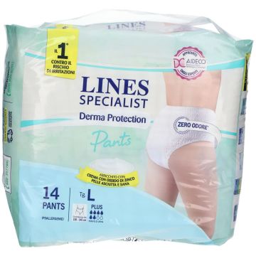 Pannolone per incontinenza lines specialist derma pants plus l 14 pezzi