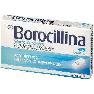 Neoborocillina Senza Zucchero 1,2mg + 20mg Antisettico 16 Pastiglie