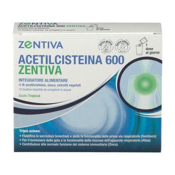 Acetilcisteina 600 Zentiva Integratore Benessere Vie Respiratorie 10 Bustine