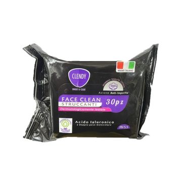 Clendy salviette imbevute face clean 30 pezzi