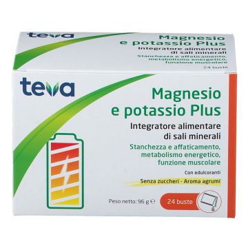 Magnesio e Potassio Plus Teva Integratore di Sali Minerali 24 Bustine