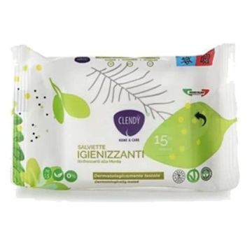 CLENDY - Salviette igienizzanti rinfrescanti 15 Salviettine