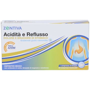Zentiva Acidità e Reflusso Contro Bruciore e Dolore di Stomaco 20 Compresse Masticabili