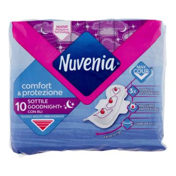 Nuvenia Comfort & Protezione Sottile Goodnight+ Con Ali 10 Pezzi