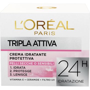L'Oréal Paris Triple Active Tripla Attiva Crema Idratante Protettiva Pelli Secche O Sensibili 50 ml