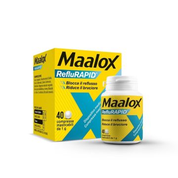 Maalox RefluRapid Integratore Per il Bruciore di Stomaco 40 Compresse Masticabili