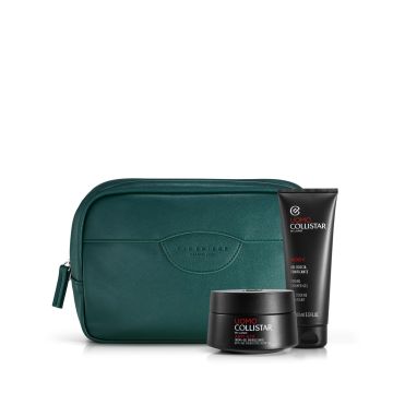 Cofanetto uomo crema gel energizzante anti eta' 50 ml + gel doccia tonificante 100 ml + beauty bag verde the bridge