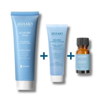 Miamo Protocollo Essenziale Pelle Acneica Acnever Cream 50ml + AHA/BHA Purifying Cleanser 50ml + Salicylic Acid Exfoliator 10ml